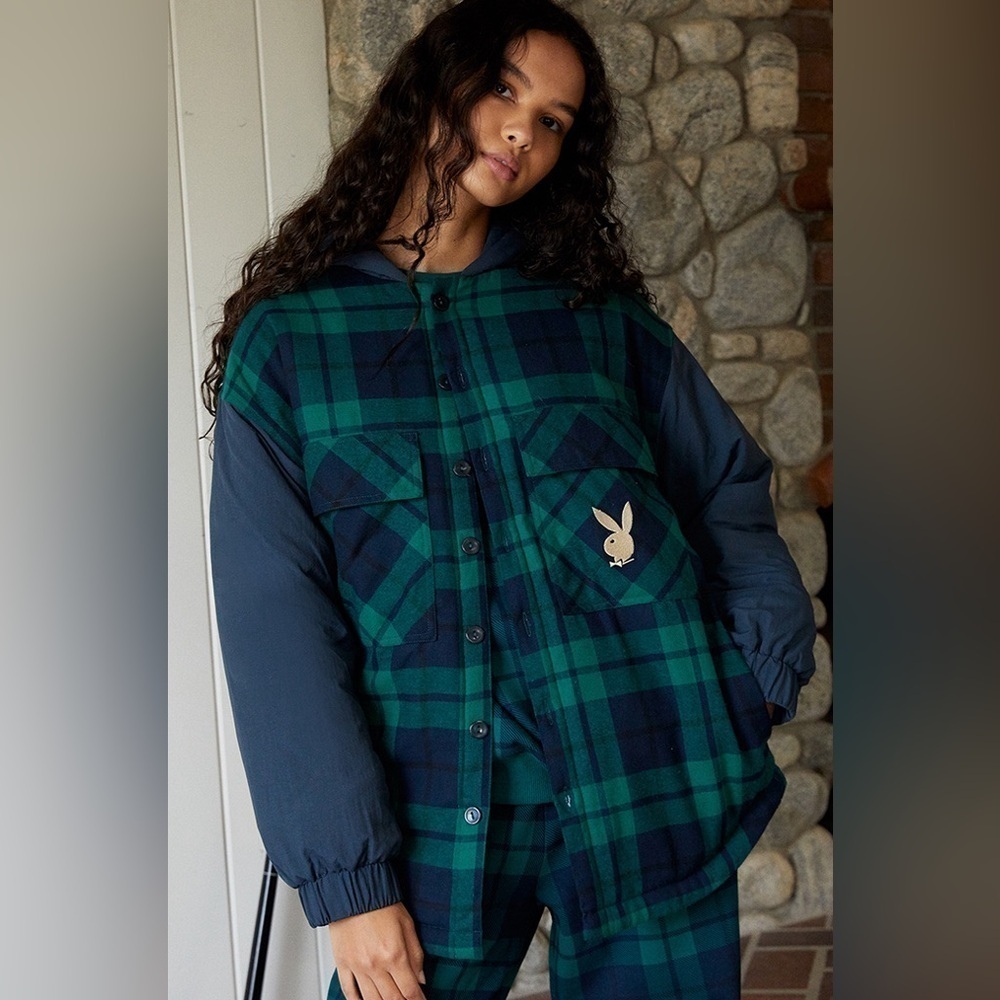 New Playboy By PacSun Sz XS Plaid Oversized Jacket
